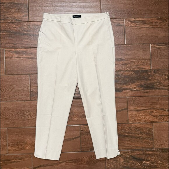 Talbots Chatham Ankle Curvy Pants Sz 14 Beige Side Zipper Stretch Casual Office - Picture 1 of 9